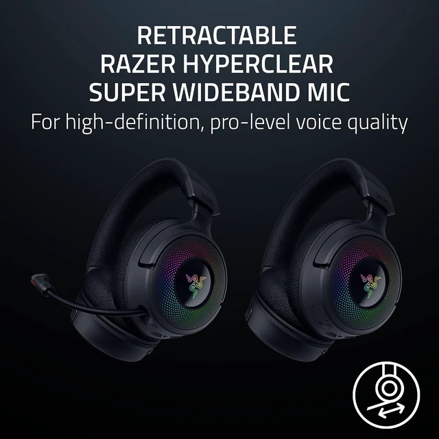 Alt view image 4 of 4 - Razer - Kraken V4 Wireless Gaming Headset with 9 Zone Chroma RGB For PC, Mac, PS5, Switch, Steam Deck, Smartphone - Black