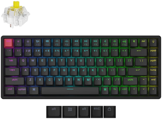 Main image of Keychron - K2 (Version 3) QMK Wireless RGB Aluminum Frame Mechanical Keyboard with Banana Super Switch - Black