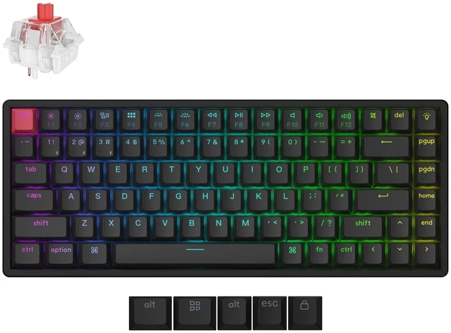 Main image of Keychron - K2 (Version 3) QMK Wireless RGB Aluminum Frame Mechanical Keyboard with Red Super Switch - Black