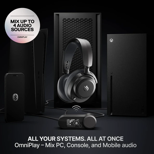 Alt view image 2 of 3 - SteelSeries - Arctis Nova Pro Omni 2.4 GHz Wireless Over-The-Ear Gaming Headset for PC, PS5/PS4, Xbox One, Xbox X/S, Switch/Switch 2 - Black