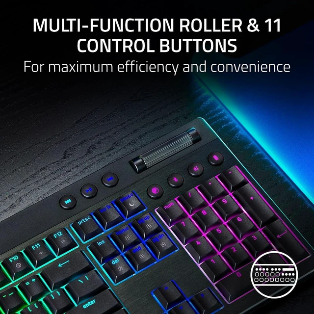 Alt view image 3 of 4 - Razer - BlackWidow V4 Low-profile HyperSpeed Wireless Full Size Mechanical Yellow Linear Switch Gaming Keyboard with Chroma RGB - Black