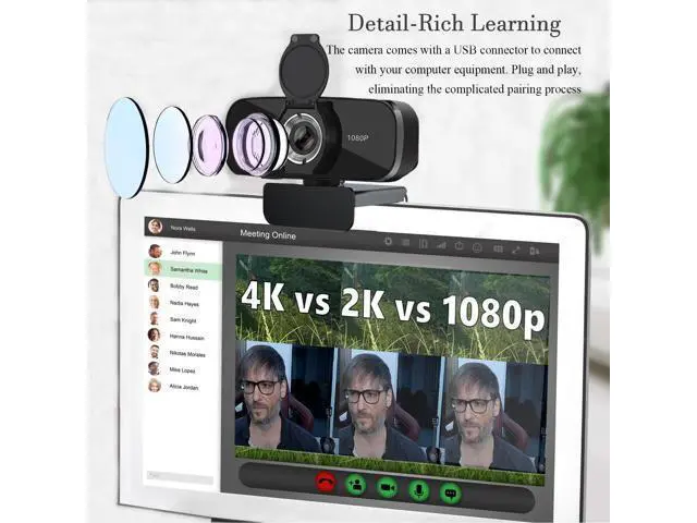 Alt view image 2 of 5 - YOUPECK C28 1080P 2K 4K HD Webcam with Privacy Cover and Tripod Stand, PC Camera with Noise-Cancelling Mic, Auto Light Correction, Plug and Play, Web Camera for Streaming, Zoom/Facetime (1080P HD)