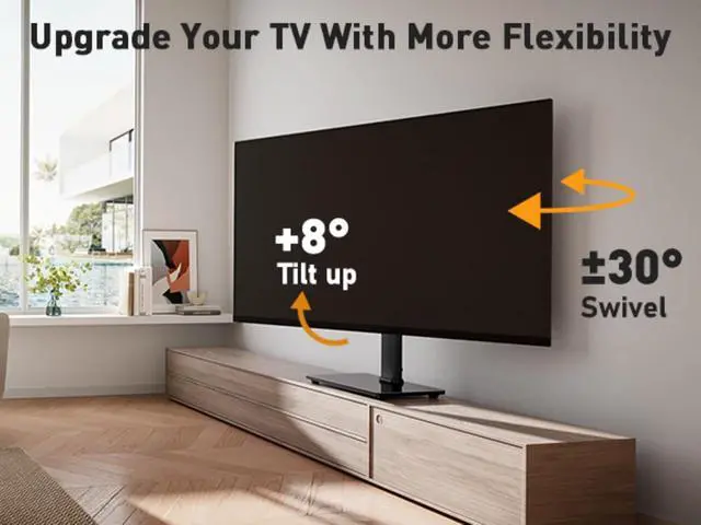 Alt view image 6 of 7 - Universal Swivel TV Stand Base for 3270 inch TVs, Height Adjustable Table Top TV Stand Mount with Tilt, Tempered Glass Base, Holds up to 88 lbs