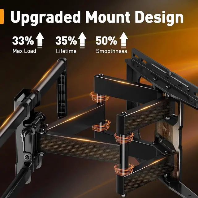 Alt view image 2 of 7 - UL-Listed Full Motion TV Wall Mount for 4086 Inch Flat Curved TVs up to 132 lbs PGLF15, Soundbar Mount with Holes/Without Holes up to 13.2 lbs PGSM03B