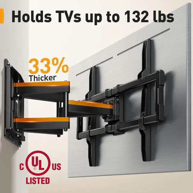 Alt view image 3 of 7 - UL-Listed Full Motion TV Wall Mount for 4086 Inch Flat Curved TVs up to 132 lbs PGLF15, Soundbar Mount with Holes/Without Holes up to 13.2 lbs PGSM03B