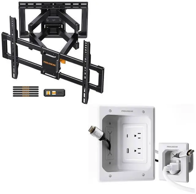 Main image of UL Listed Full Motion TV Wall Mount for 42-85 inch, Cord Hider for Wall Mount TV with AC Outlets