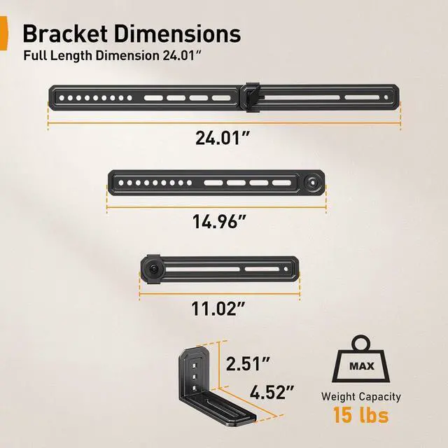 Alt view image 2 of 7 - Soundbar Mount with Adjustable Height, Sound bar Mount up to 15 lbs PGSM04B, Soundbar Mount, Soundbar Wall Mount Compatible with Sonos Arc and Sonos Arc Ultra, PGSM07B