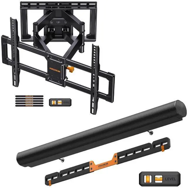 Main image of UL Listed Full Motion TV Wall Mount for 42-85 inch TVs up to 132 lbs PGLF8, Soundbar Wall Mount Compatible with Sonos Arc and Sonos Arc Ultra PGSM07B