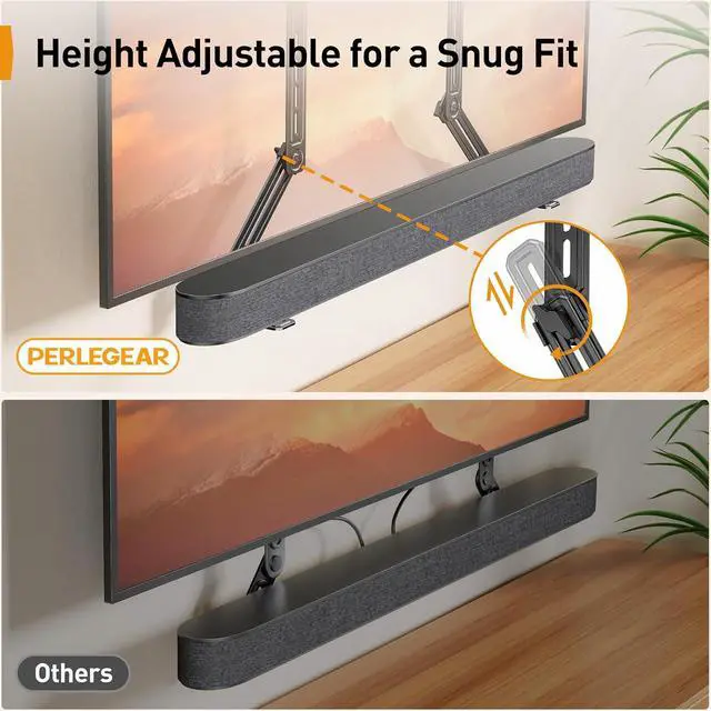 Alt view image 3 of 7 - Soundbar Mount with Adjustable Height, Sound bar Mount up to 15 lbs PGSM04B, Soundbar Mount, Soundbar Wall Mount Compatible with Sonos Arc and Sonos Arc Ultra, PGSM07B