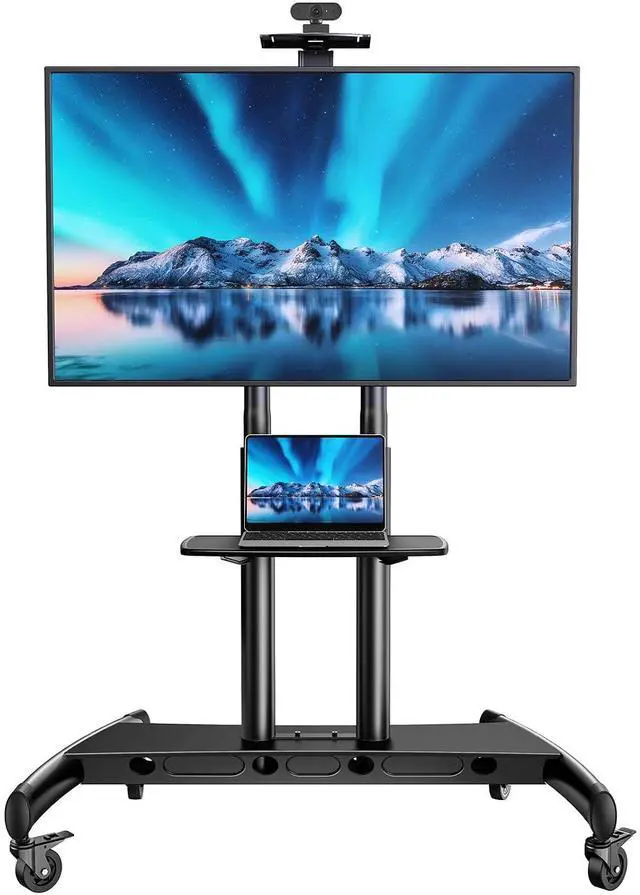 Main image of Mobile TV Stand for 55-90 Inch Flat/Curved Screen TV Max VESA 800x500mm Outdoor TV Cart with Height Adjustable AV Shelf- UL Certificated Rolling Floor TV Stand Holds up to 200Lbs (PSTVMC07)