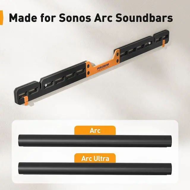 Alt view image 6 of 7 - Soundbar Mount with Adjustable Height, Sound bar Mount up to 15 lbs PGSM04B, Soundbar Mount, Soundbar Wall Mount Compatible with Sonos Arc and Sonos Arc Ultra, PGSM07B