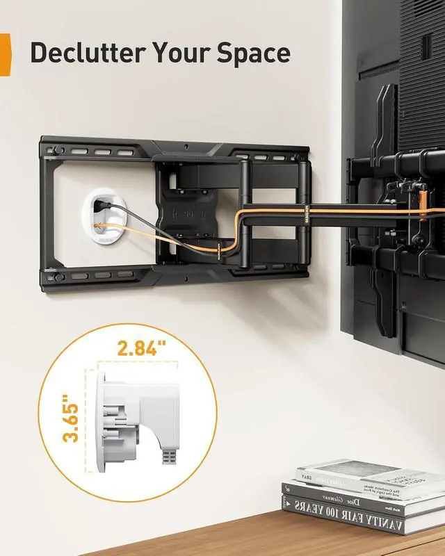 Alt view image 5 of 7 - UL Listed Full Motion TV Wall Mount for 40-86 inch TVs in-Wall Cable Management Kit