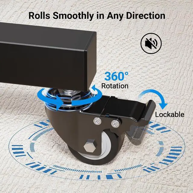 Alt view image 4 of 7 - Rolling TV Stand on Wheels for 32-83 Inch Screens up to 110lbs, Mobile TV Cart Height Adjustable Portable Outdoor TV Stand Tilt Rolling TV Cart with Shelf Max VESA 600x400mm PSTVMC03