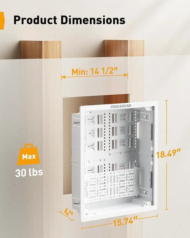 Alt view image 5 of 7 - 17 in-Wall Media Box Recessed Outlet Box and Full Motion TV Wall Mount with Power Strip for 4290 Inch TVs up to 150 lbs