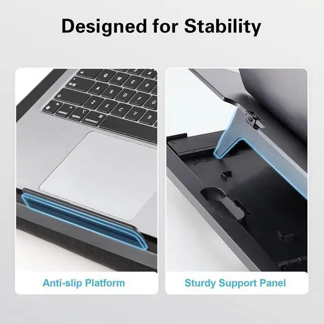Alt view image 7 of 7 - Adjustable Lap Desk Fits Up to 15.6 Inch Laptops- with 6 Adjustable Angles, Detachable Mouse Tray, & Dual Cushions Laptop Stand for Car Laptop Desk, Work Table, Lap Drawing Desk on Sofa or Bed