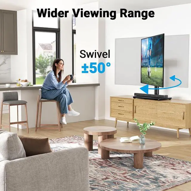 Alt view image 3 of 7 - Universal Swivel TV Stand for 24-60 inch TVs up to 99 lbs, 12 Height Adjustable Table Top TV Stand, TV Base Stand with Tempered Glass Base, Max VESA 400x400mm, PSTVS33