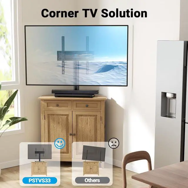 Alt view image 6 of 7 - Universal Swivel TV Stand for 24-60 inch TVs up to 99 lbs, 12 Height Adjustable Table Top TV Stand, TV Base Stand with Tempered Glass Base, Max VESA 400x400mm, PSTVS33