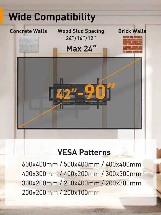 Alt view image 7 of 7 - UL-Listed Full Motion TV Wall Mount for 4290 Inch TVs Cord Hider for Wall Mount TV, in-Wall Cable Management Kit