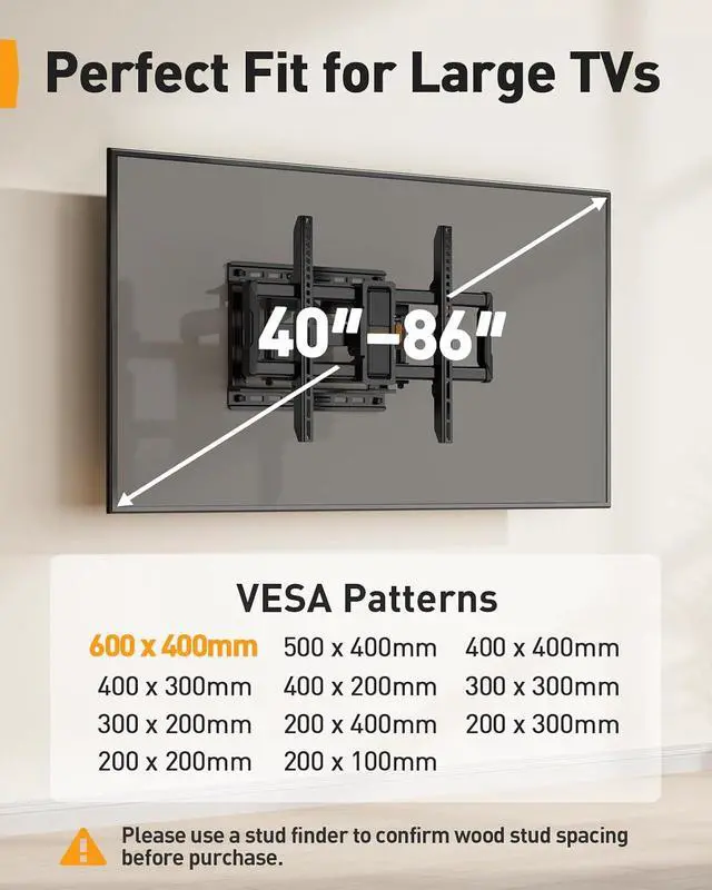 Alt view image 7 of 7 - UL Listed Full Motion TV Wall Mount for 40-86 inch TVs in-Wall Cable Management Kit