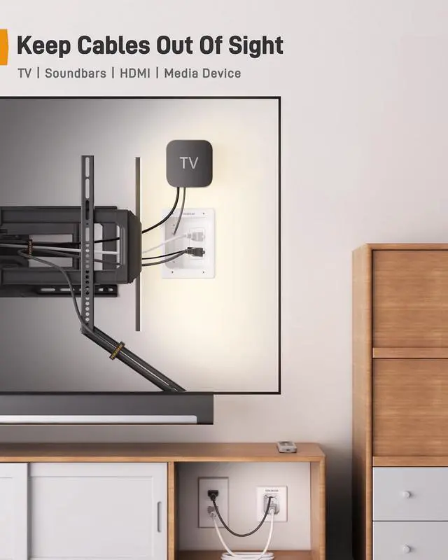 Alt view image 2 of 7 - UL-Listed Full Motion TV Wall Mount for 4290 Inch TVs Cord Hider for Wall Mount TV, in-Wall Cable Management Kit