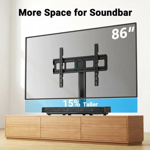 Alt view image 7 of 7 - Swivel Universal TV Stand Mount for 32-86 Inch LCD OLED Flat/Curved Screen TVs up to 99lbs-Height Adjustable Table Top TV Stand/Base with Tempered Glass Base&Wire Management,VESA 600x400mm