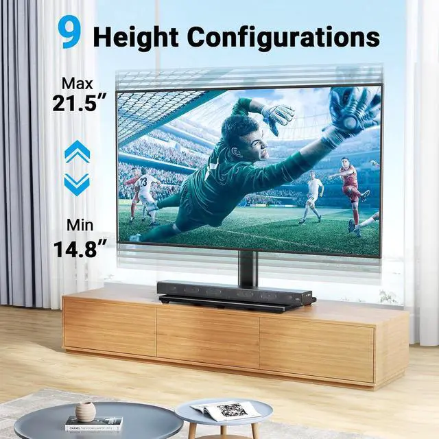Alt view image 5 of 7 - Swivel Universal TV Stand Mount for 32-86 Inch LCD OLED Flat/Curved Screen TVs up to 99lbs-Height Adjustable Table Top TV Stand/Base with Tempered Glass Base&Wire Management,VESA 600x400mm
