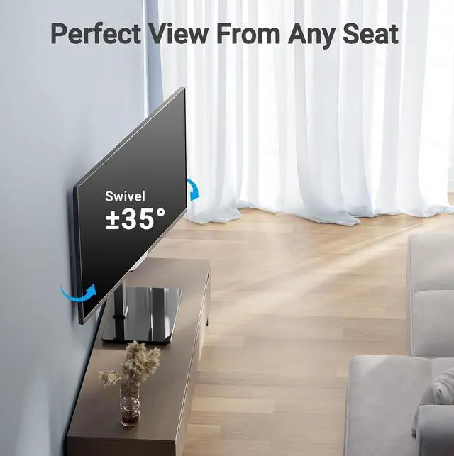 Alt view image 2 of 7 - Universal Swivel TV Stand Mount for 37-80 Inch LCD OLED Flat/Curved Screen TVs-Height Adjustable Table Top TV Stand/Base with Wire Management,VESA 600x400mm up to 99lbs,PSTVS35