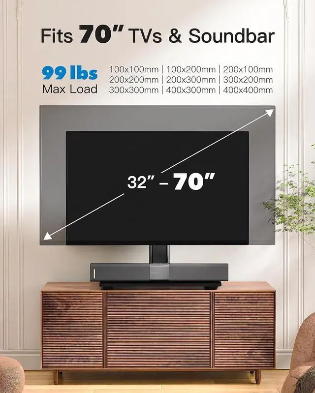 Alt view image 2 of 7 - Universal TV Stand Legs for 32-70 inch TVs up to 99 lbs, Height Adjustable Tabletop Television Stand Mount, Universal TV Base for Livingroom & Bedroom, VESA 400x400mm PSTVS04-N2