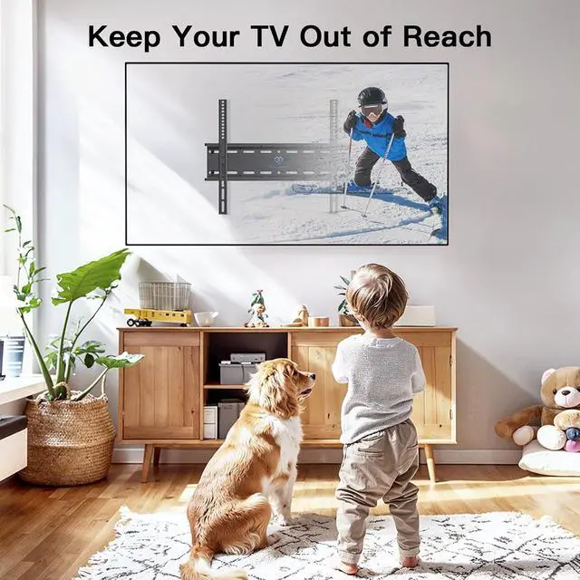 Alt view image 6 of 7 - Fixed TV Wall Mount Bracket, Low Profile Design for Most 26-60 inch LED LCD OLED-4K Flat Screen TVs up to 115lb, Ultra Slim Fixed TV Mount with Max VESA 400x400mm Fits 16 inch Wood Stud