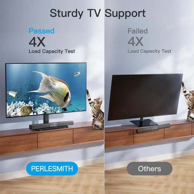 Alt view image 7 of 7 - Universal Swivel TV Stand Legs for 24-60 inch LCD LED TVs, Height Adjustable Television Mount Stand with Tempered Glass Base, Universal VESA Mount 400×400mm, Holds up to 88lbs, PSTVS09
