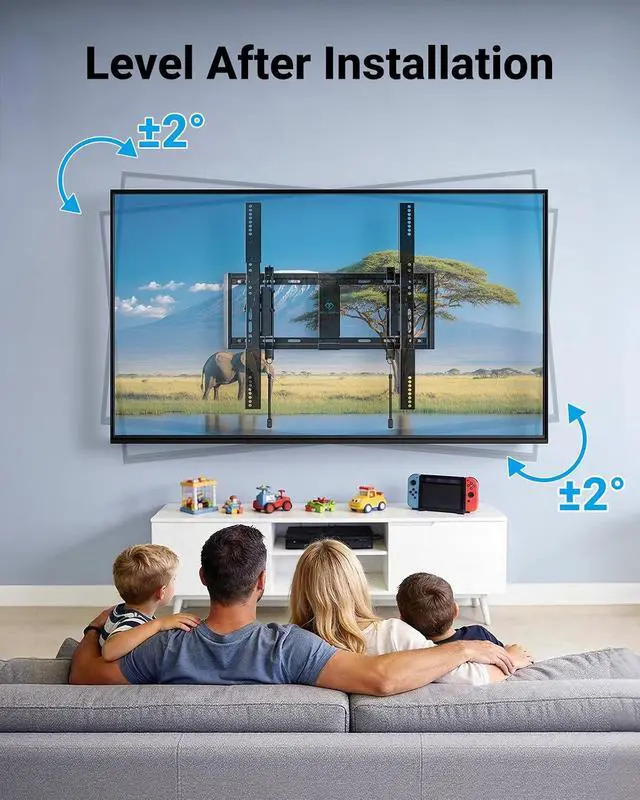 Alt view image 5 of 7 - UL Listed Advanced Tilting TV Wall Mount Bracket for 42-100 inch Large TVs up to 160 lbs, Ultra Slim Low Profile Tilt TV Mount Fits 16/24 inch Studs, Max VESA 600x600mm