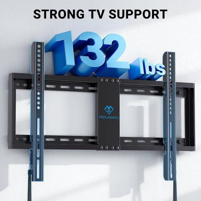 Alt view image 3 of 7 - Fixed TV Wall Mount Bracket for 32-82 Inch LED, LCD, and OLED Flat Screen TVs - Fits 16- 24 Wood Studs, Fixed TV Mount with VESA 600 x 400mm Holds up to 132 lbs, PSLLK1