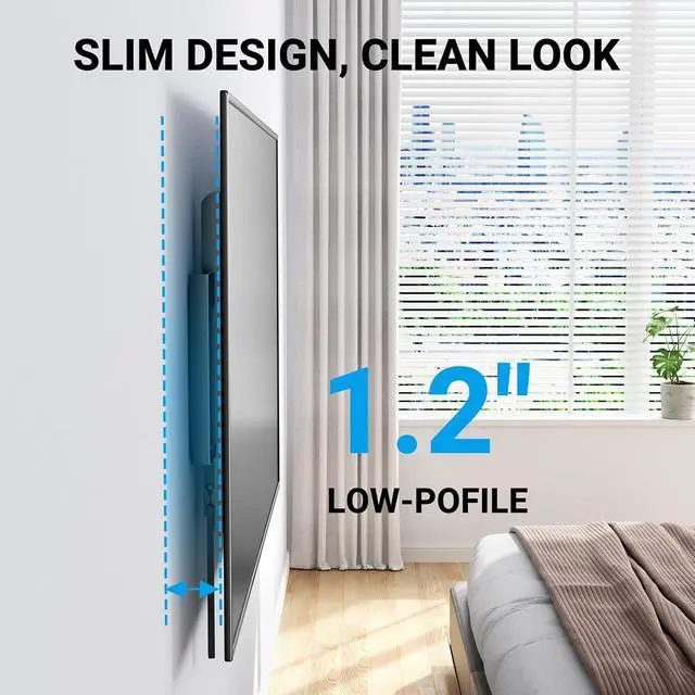 Alt view image 4 of 7 - Fixed TV Wall Mount Bracket for 32-82 Inch LED, LCD, and OLED Flat Screen TVs - Fits 16- 24 Wood Studs, Fixed TV Mount with VESA 600 x 400mm Holds up to 132 lbs, PSLLK1