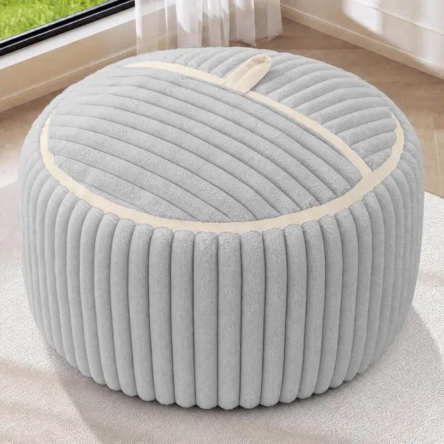 Alt view image 3 of 7 - Bean Bag Chair 3FT Big Bean Bag Chairs for Adults with Memory Foam Filled,3'Beanbag Chair with Soft Faux Fur Cover,Comfy Bean Bag Sofa for Classroom,Living Room,Bedroom-Light Grey&White