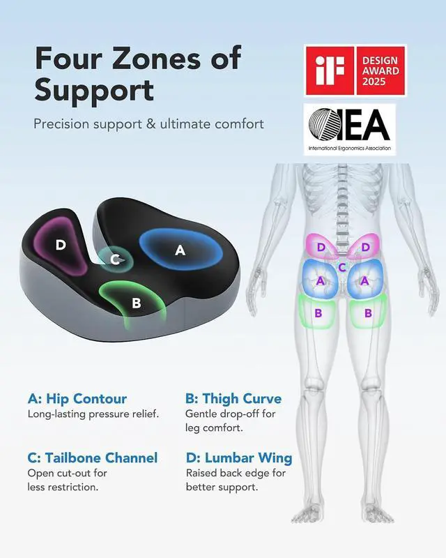 Alt view image 3 of 7 - Seat Cushion for Office Chairs, Lumbar Support Pillow for Office Chair