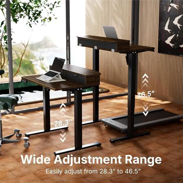 Alt view image 7 of 7 - 32 x 21 Standing Desk with 2 Drawers, C-Clamp Compatible, Walnut