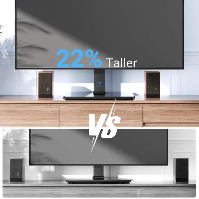 Alt view image 4 of 7 - Universal Swivel TV Stand for 32-75 inch TVs, Table Top TV Stand Base up to 99 lbs, 4 Height Adjustable Universal TV Legs with Tempered Glass Base, Max VESA 600x400mm, PSTVS02-N1