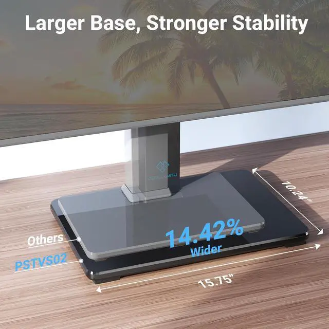 Alt view image 5 of 7 - Universal Swivel TV Stand for 32-75 inch TVs, Table Top TV Stand Base up to 99 lbs, 4 Height Adjustable Universal TV Legs with Tempered Glass Base, Max VESA 600x400mm, PSTVS02-N1