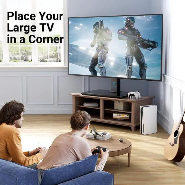 Alt view image 7 of 7 - Universal Swivel TV Stand for 32-75 inch TVs, Table Top TV Stand Base up to 99 lbs, 4 Height Adjustable Universal TV Legs with Tempered Glass Base, Max VESA 600x400mm, PSTVS02-N1