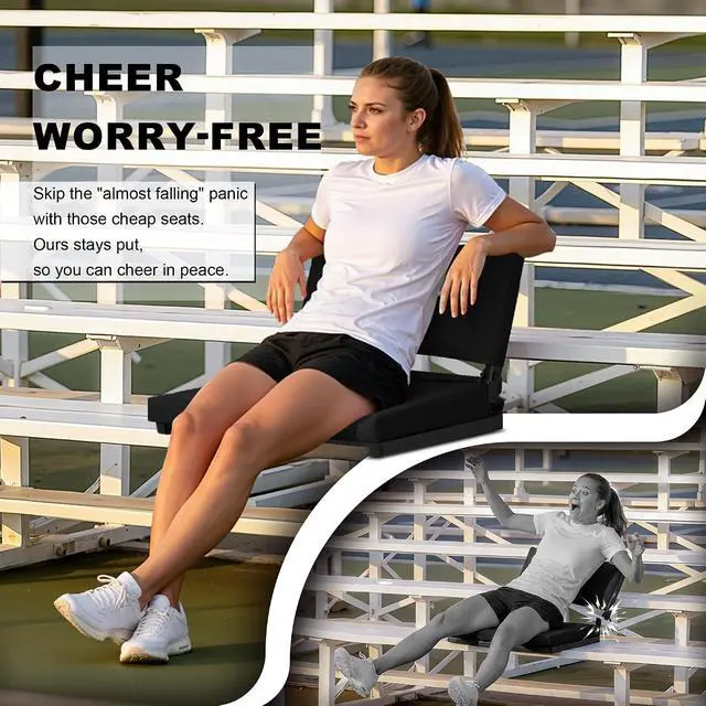 Alt view image 4 of 7 - Stadium Seats with Back Support and Thick Cushion Bleacher Seats with Backs and Cushion Wide, Stadium Chairs Include Shoulder Strap and Pocket, Perfect for Sports Events