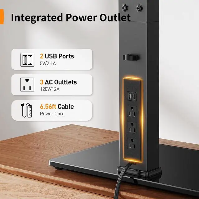 Alt view image 3 of 7 - Universal TV Stand with Power Outlet, Swivel TV Stand for 32-72 inch TVs up to 99 lbs, TV Base with Tempered Glass Base, Height Adjustable TV Mount Stand Max VESA 600x400mm PGTVS48