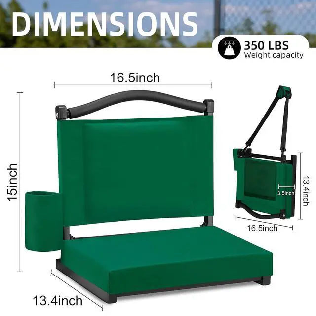 Alt view image 3 of 7 - Stadium Seats with Back Support and Thick Cushion Bleacher Seats with Backs and Cushion Wide, Stadium Chairs Include Shoulder Strap and Pocket, Perfect for Sports Events