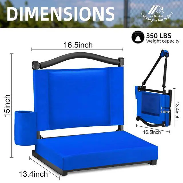Alt view image 3 of 7 - Stadium Seats with Back Support and Thick Cushion Bleacher Seats with Backs and Cushion Wide, Stadium Chairs Include Shoulder Strap and Pocket, Perfect for Sports Events