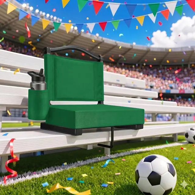 Alt view image 2 of 7 - Stadium Seats with Back Support and Thick Cushion Bleacher Seats with Backs and Cushion Wide, Stadium Chairs Include Shoulder Strap and Pocket, Perfect for Sports Events
