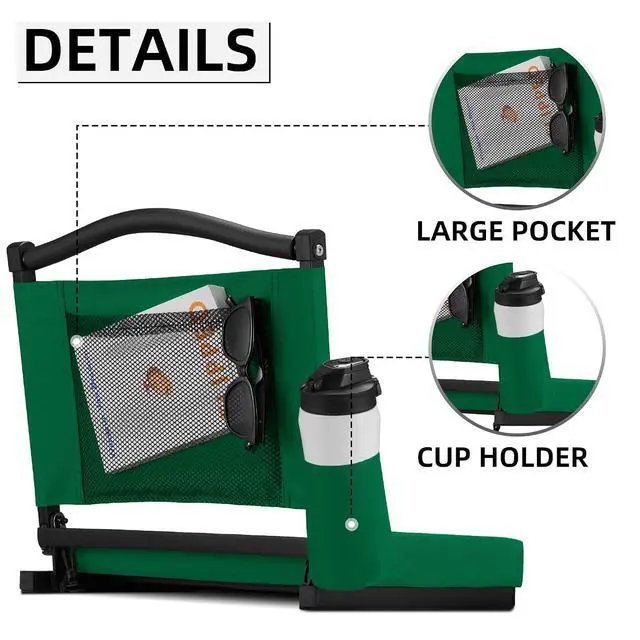 Alt view image 4 of 7 - Stadium Seats with Back Support and Thick Cushion Bleacher Seats with Backs and Cushion Wide, Stadium Chairs Include Shoulder Strap and Pocket, Perfect for Sports Events