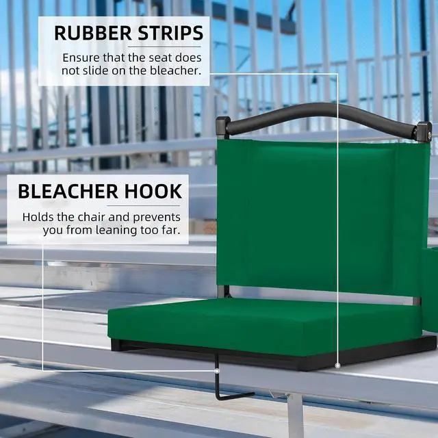 Alt view image 6 of 7 - Stadium Seats with Back Support and Thick Cushion Bleacher Seats with Backs and Cushion Wide, Stadium Chairs Include Shoulder Strap and Pocket, Perfect for Sports Events