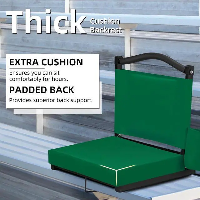 Alt view image 5 of 7 - Stadium Seats with Back Support and Thick Cushion Bleacher Seats with Backs and Cushion Wide, Stadium Chairs Include Shoulder Strap and Pocket, Perfect for Sports Events