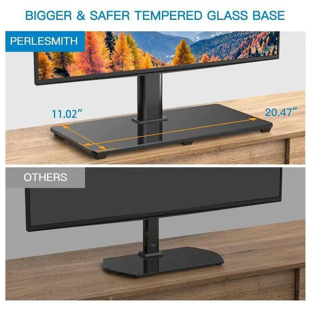 Alt view image 3 of 7 - Universal TV Stand for 32-82 inch LCD LED OLED 4K Flat Screen TVs-Height Adjustable TV Mount Stand with Tempered Glass Base, VESA 600x400mm, Holds up to 99lbs PSTVS11