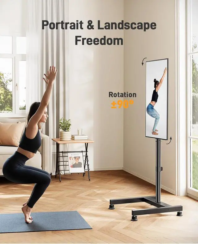 Alt view image 3 of 7 - Floor TV Stand with Mount for 26-50 inch TVs up to 55 lbs, TV Floor Stand with Rotation, Tilt, Level, Height Adjustable TV Stand for Bedroom/Living Room, Max VESA 300x300mm, PGFS12
