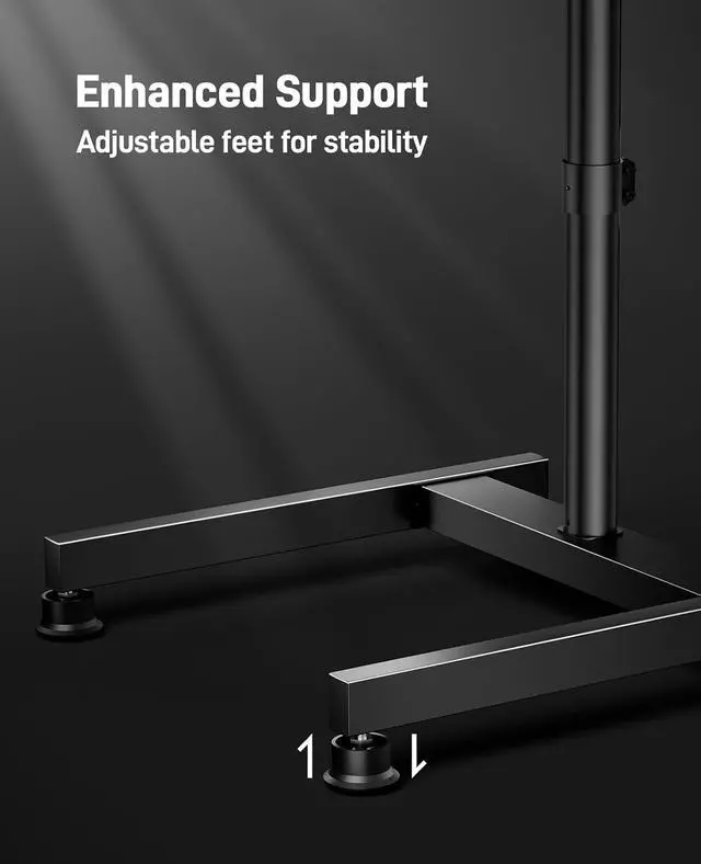 Alt view image 5 of 7 - Floor TV Stand with Mount for 26-50 inch TVs up to 55 lbs, TV Floor Stand with Rotation, Tilt, Level, Height Adjustable TV Stand for Bedroom/Living Room, Max VESA 300x300mm, PGFS12